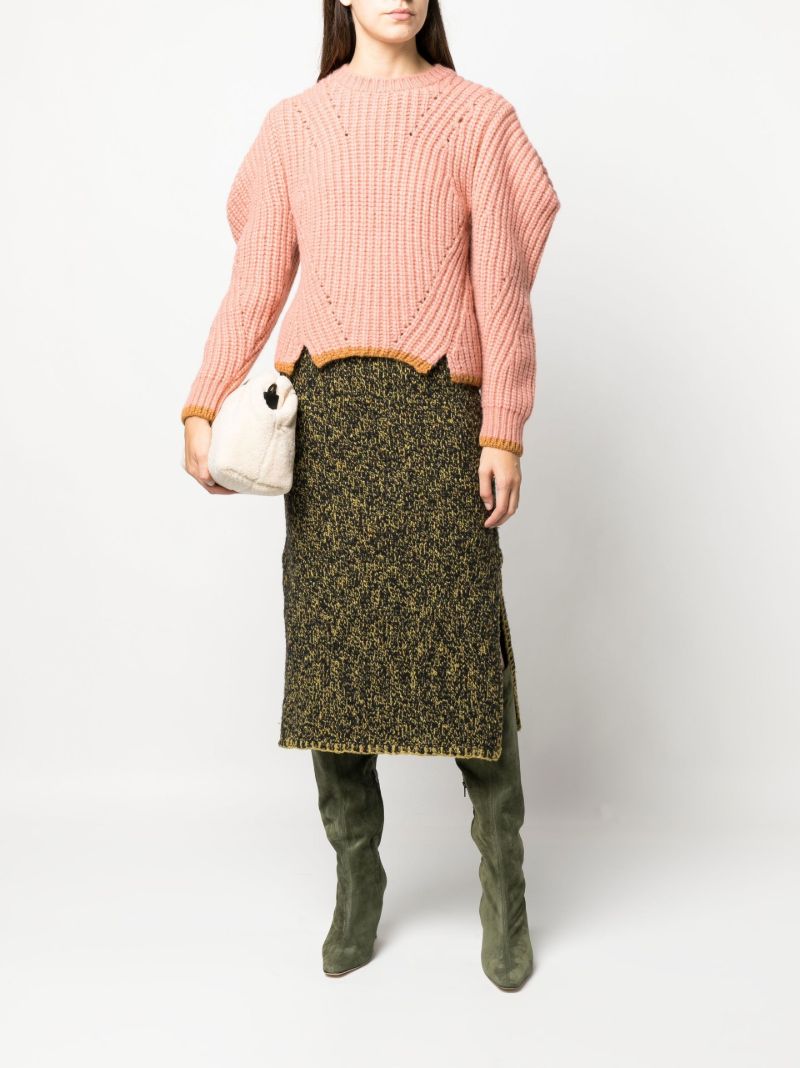 Green Giordana MÃ_x0083_Â©lange Knitted Midi Skirt
