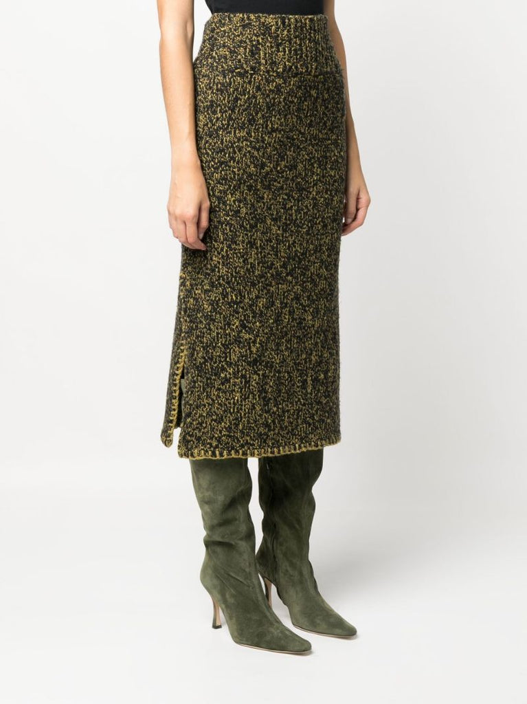 Green Giordana MÃ_x0083_Â©lange Knitted Midi Skirt