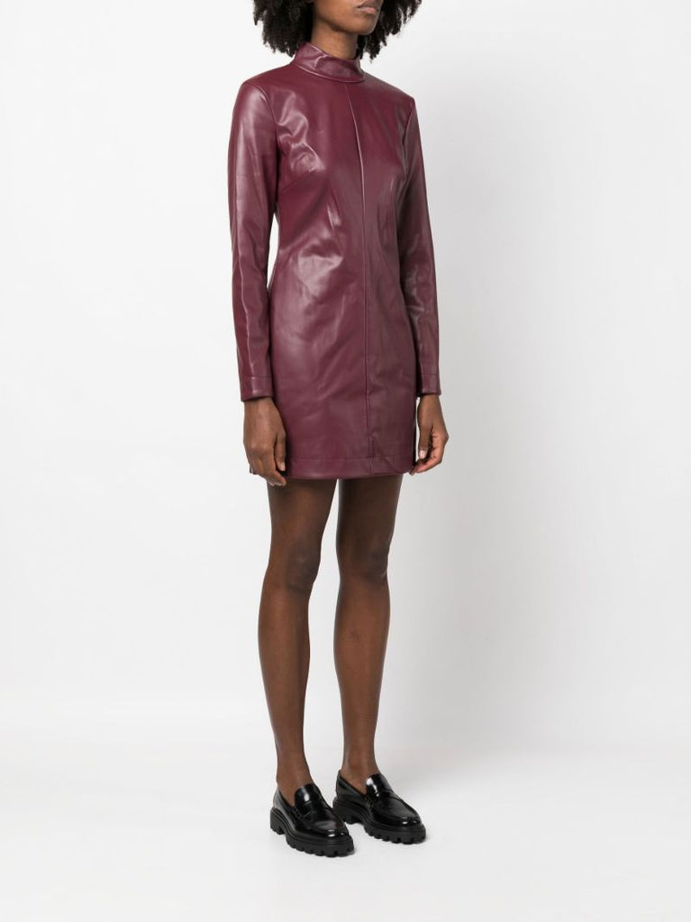 Red Mock Neck Mini Dress
