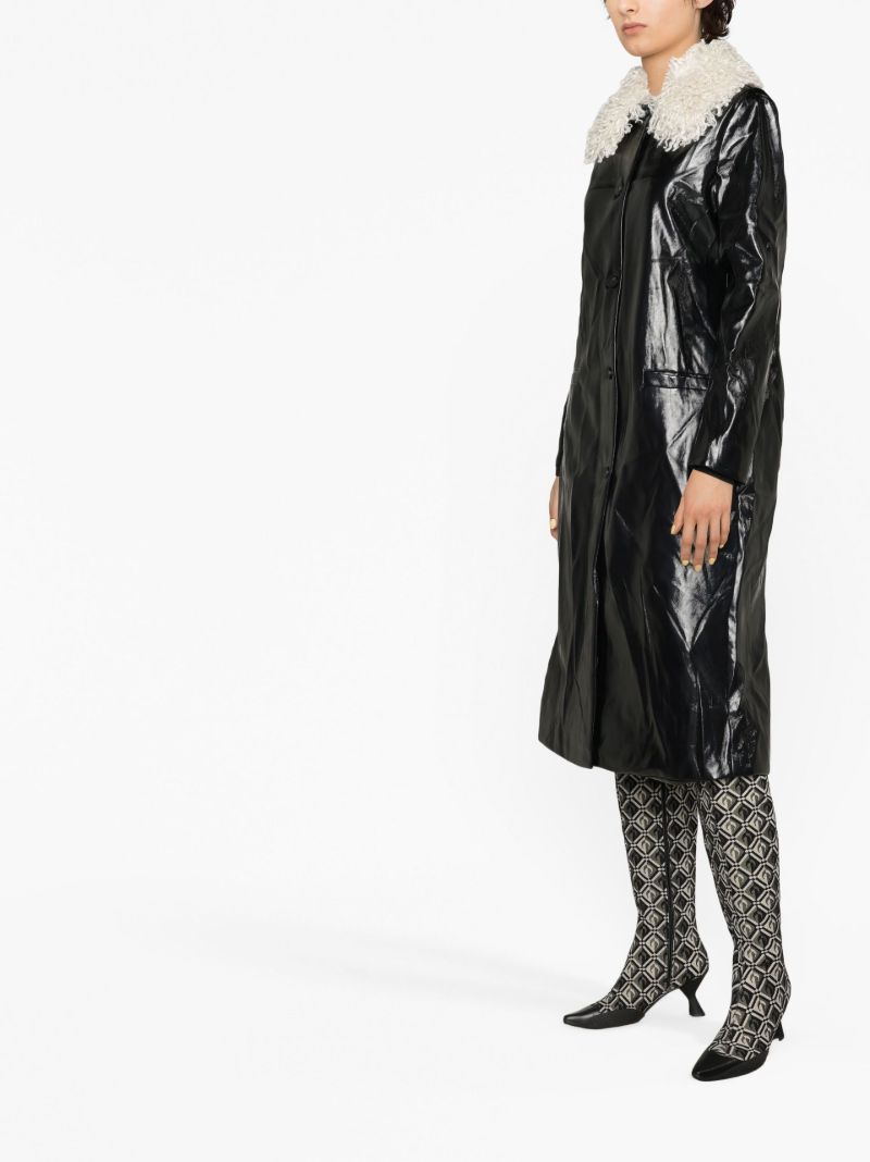 Black Varnishes Faux Leather Coat