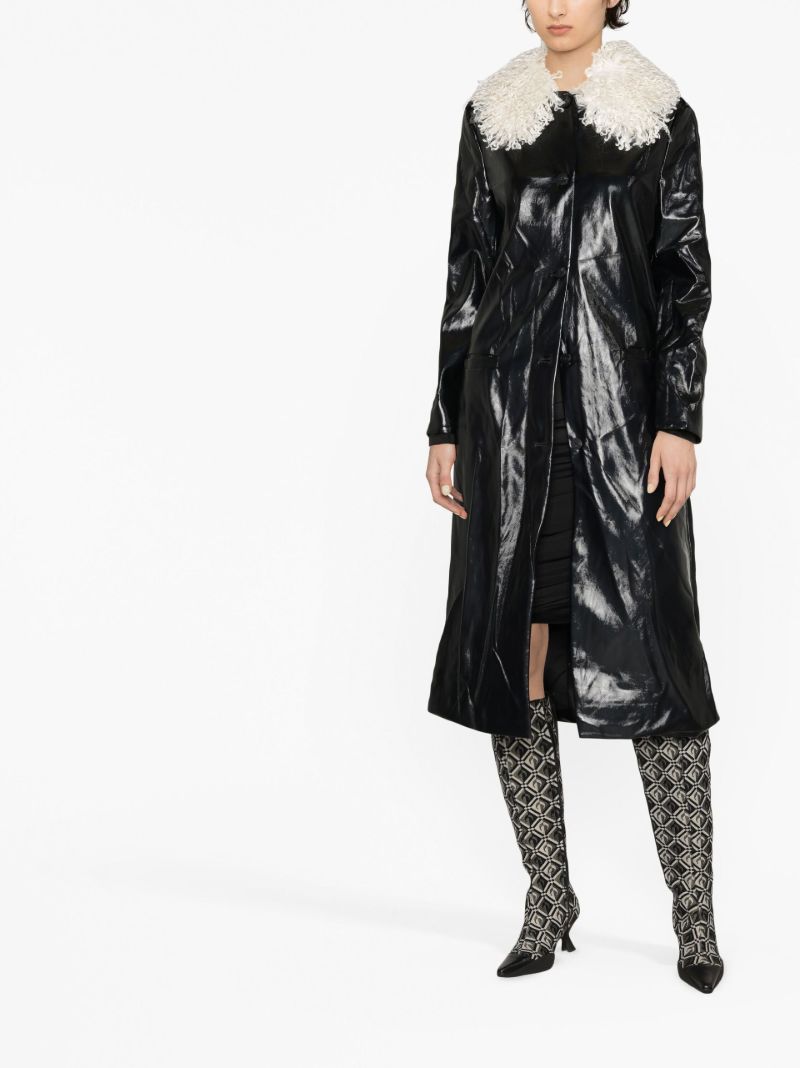 Black Varnishes Faux Leather Coat