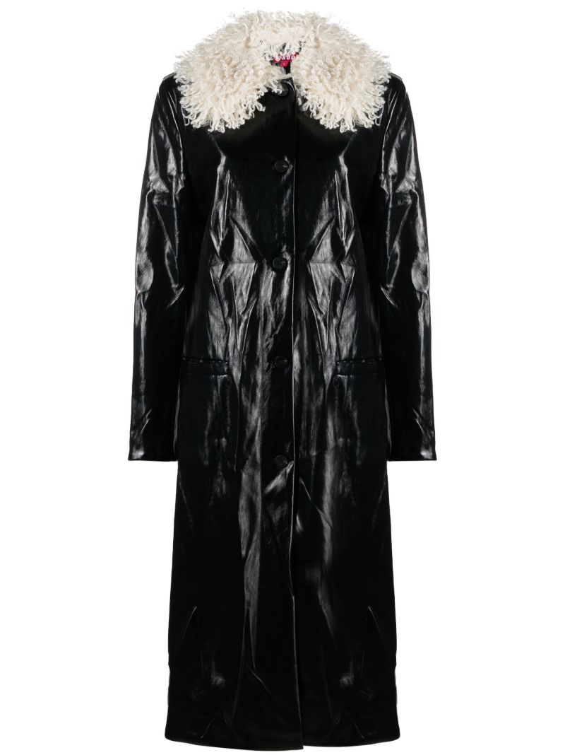 Black Varnishes Faux Leather Coat