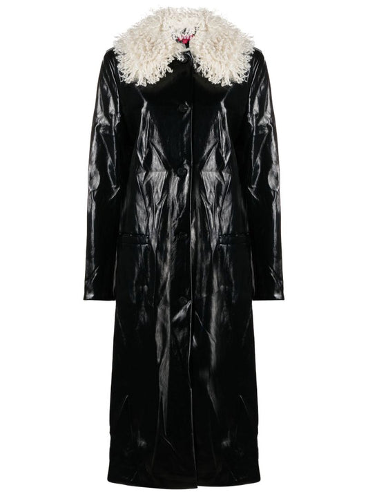 Black Varnishes Faux Leather Coat