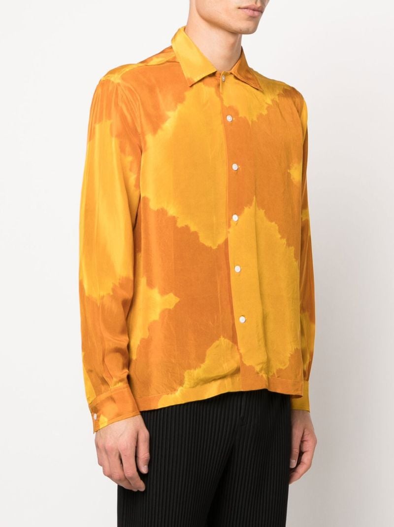 Orange Lehariya Tie-dye Silk Shirt
