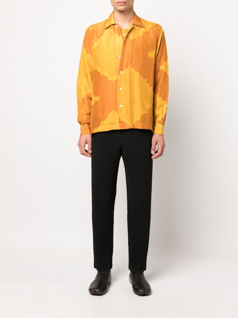 Orange Lehariya Tie-dye Silk Shirt