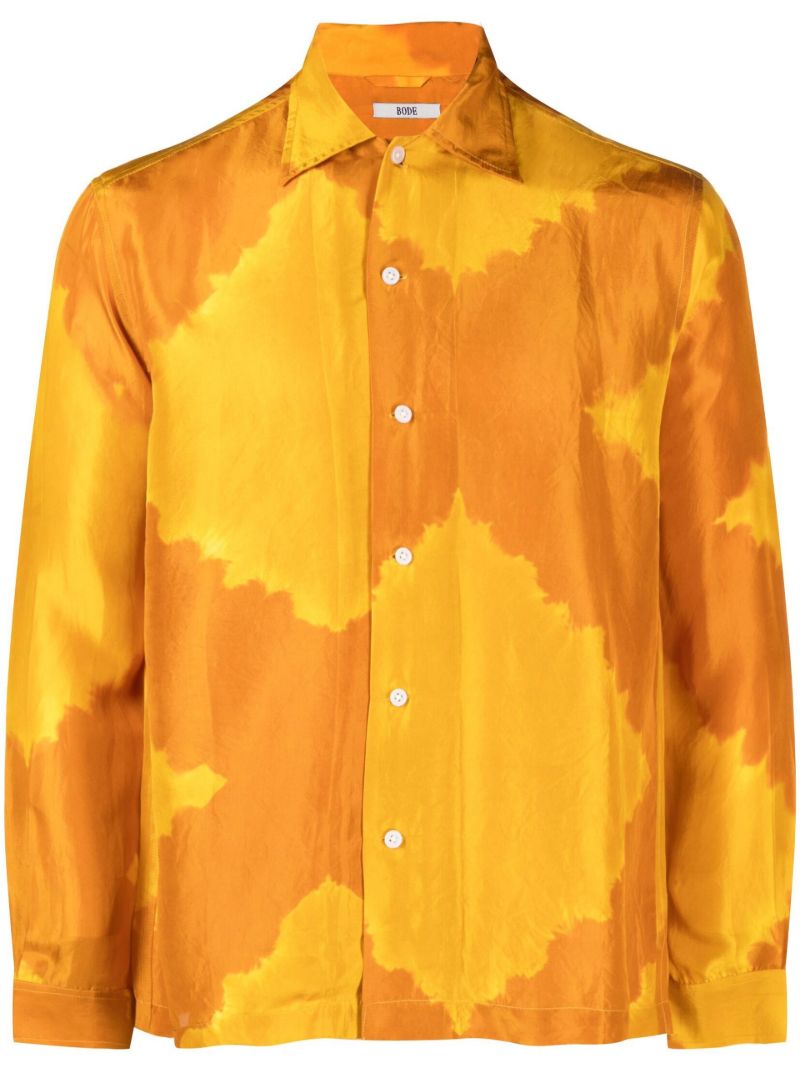 Orange Lehariya Tie-dye Silk Shirt