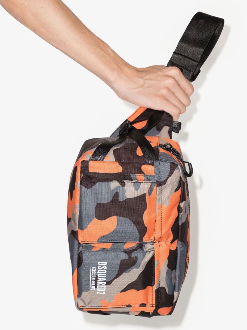 Blue and Orange Camouflage Print Belt Bag