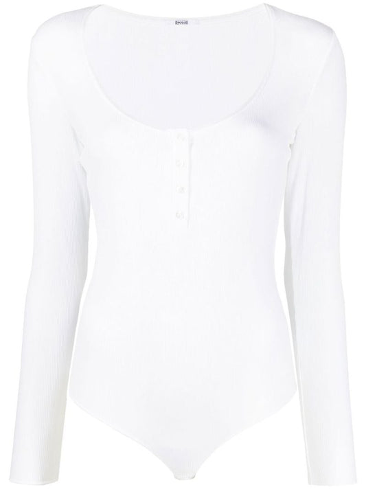 White Henley Ribbed Bodysuit