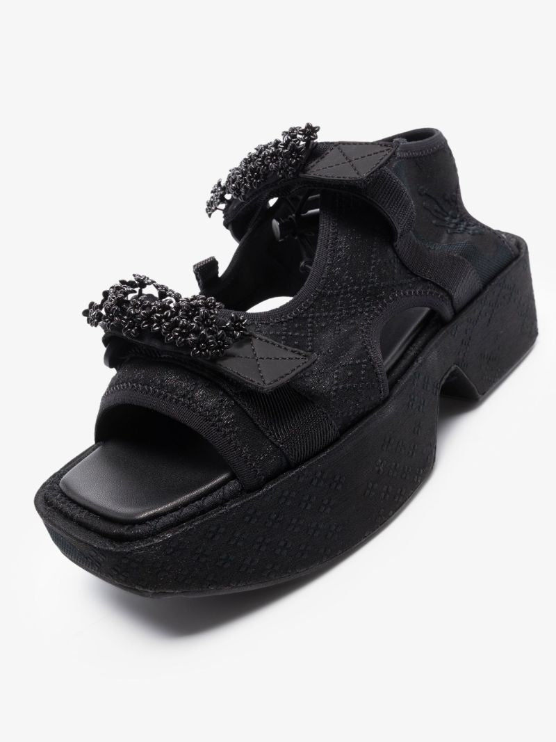 Black May Platform Jacquard Sandals