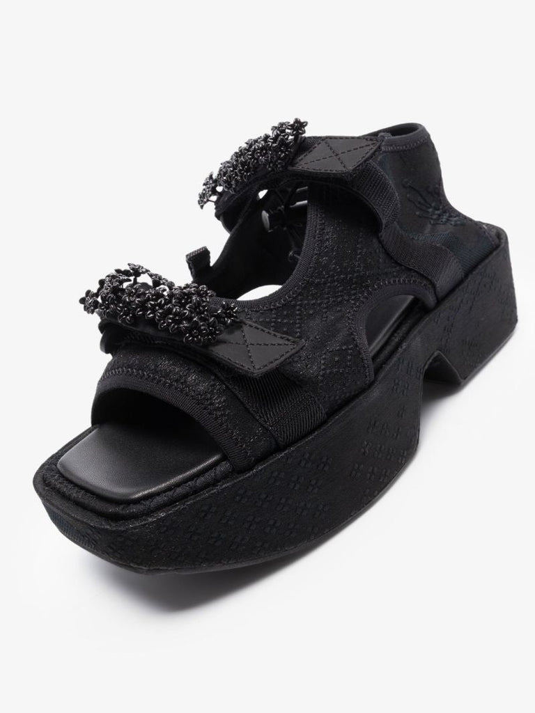 Black May Platform Jacquard Sandals