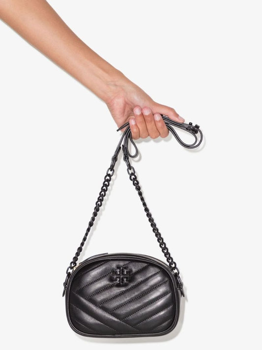 Black Kira Powder-coated Leather Camera Bag