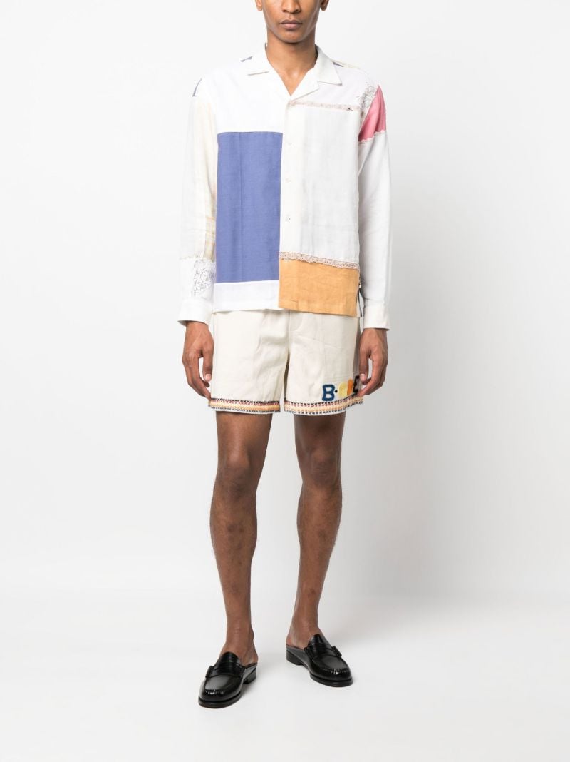 White Patchwork Long-sleeve Shirt