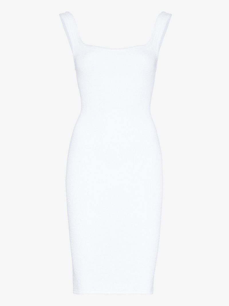 White Crinkle Bodycon Dress