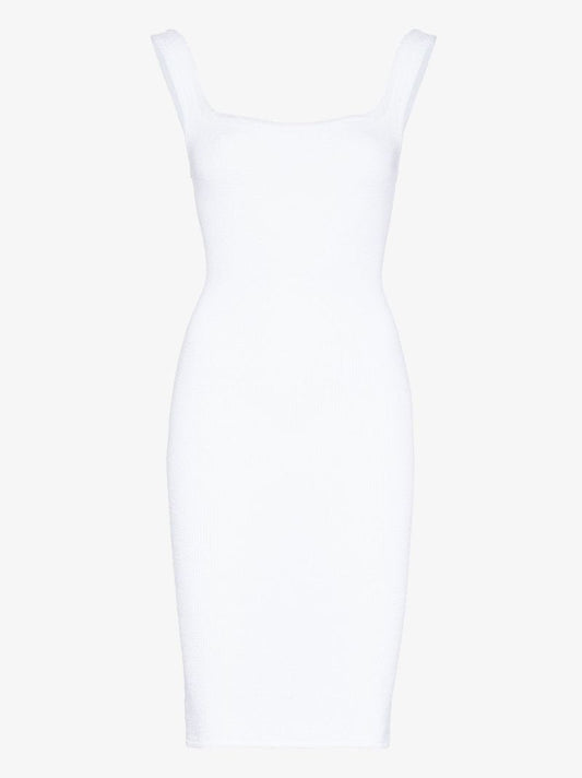 White Crinkle Bodycon Dress