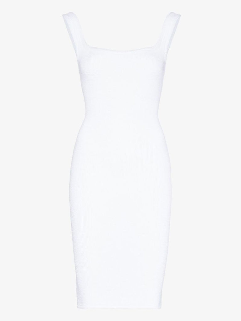 White Crinkle Bodycon Dress