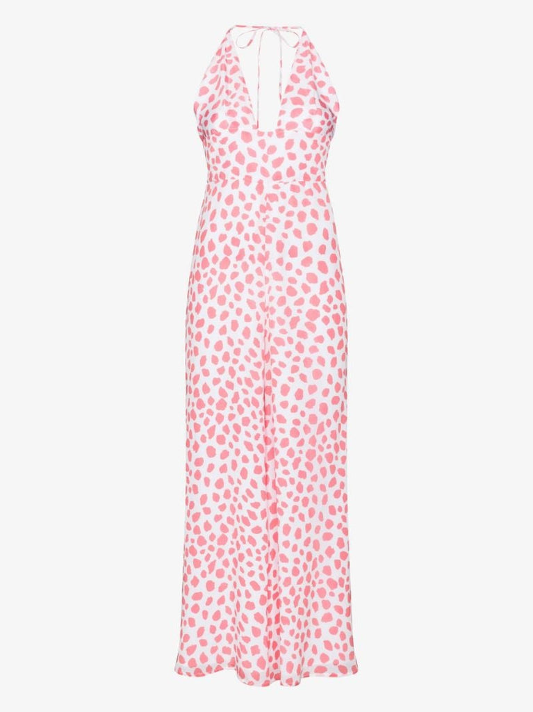 White Irena Leopard Print Jumpsuit