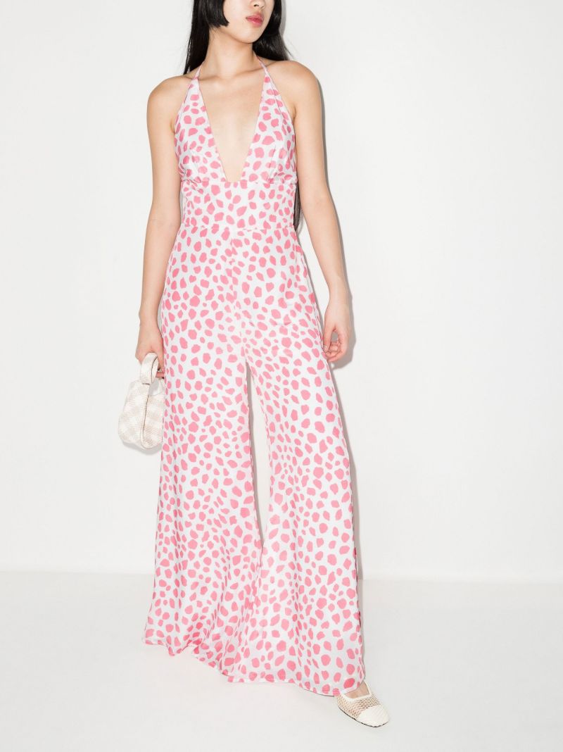 White Irena Leopard Print Jumpsuit