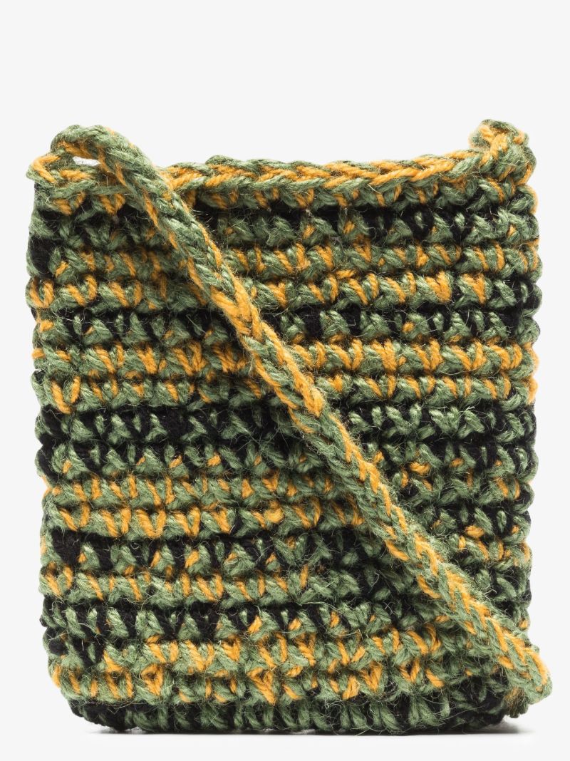 X Browns Focus Green Crochet Shoulder Bag