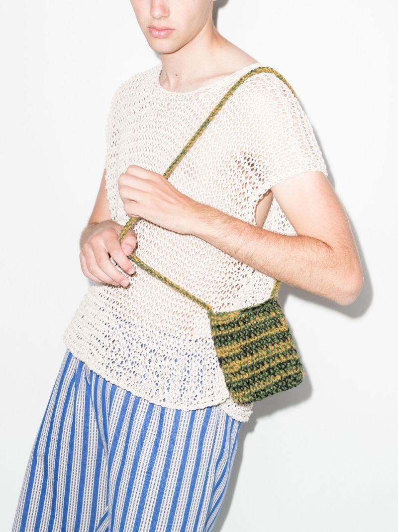 X Browns Focus Green Crochet Shoulder Bag