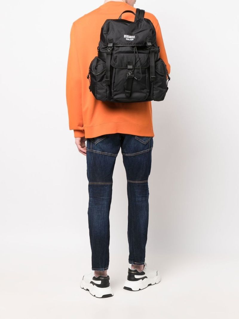 Black Ceresio 9 Logo Print Backpack