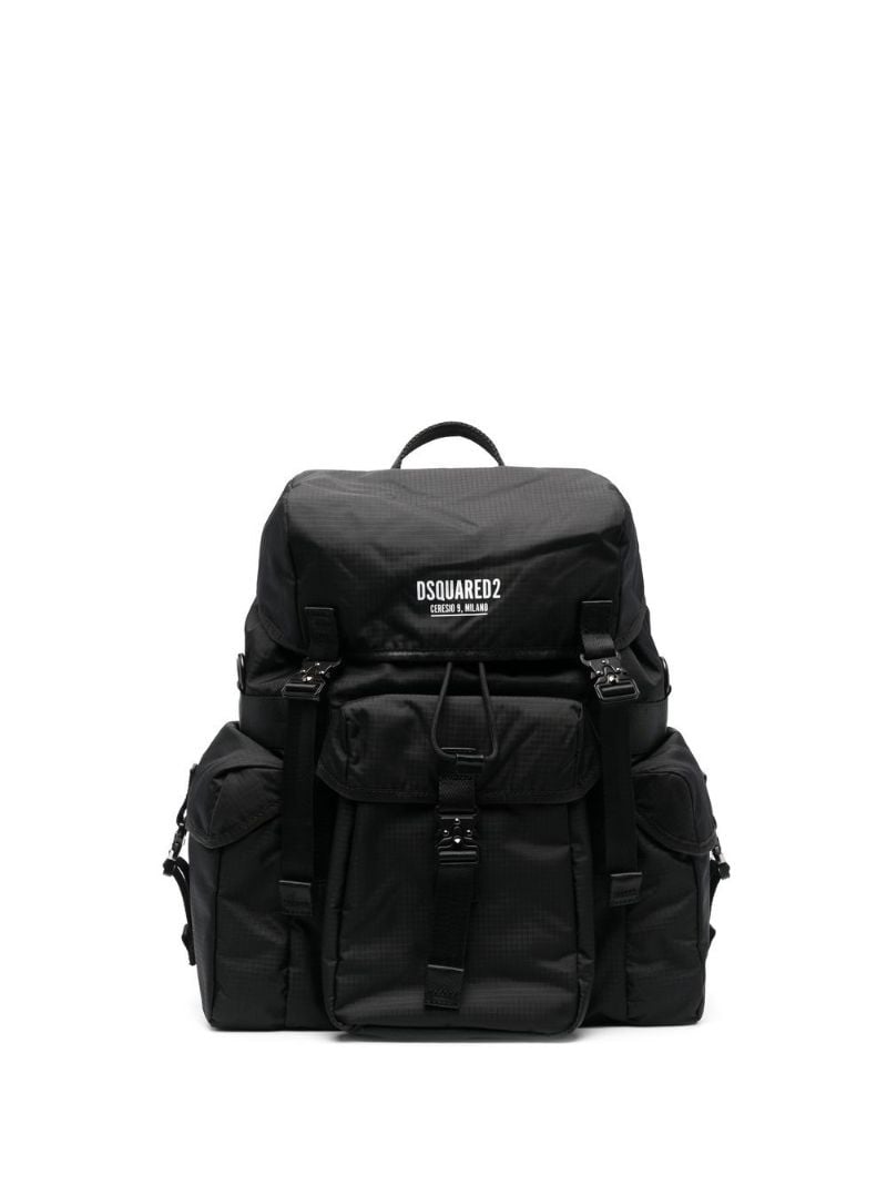 Black Ceresio 9 Logo Print Backpack
