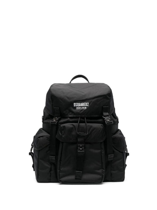 Black Ceresio 9 Logo Print Backpack