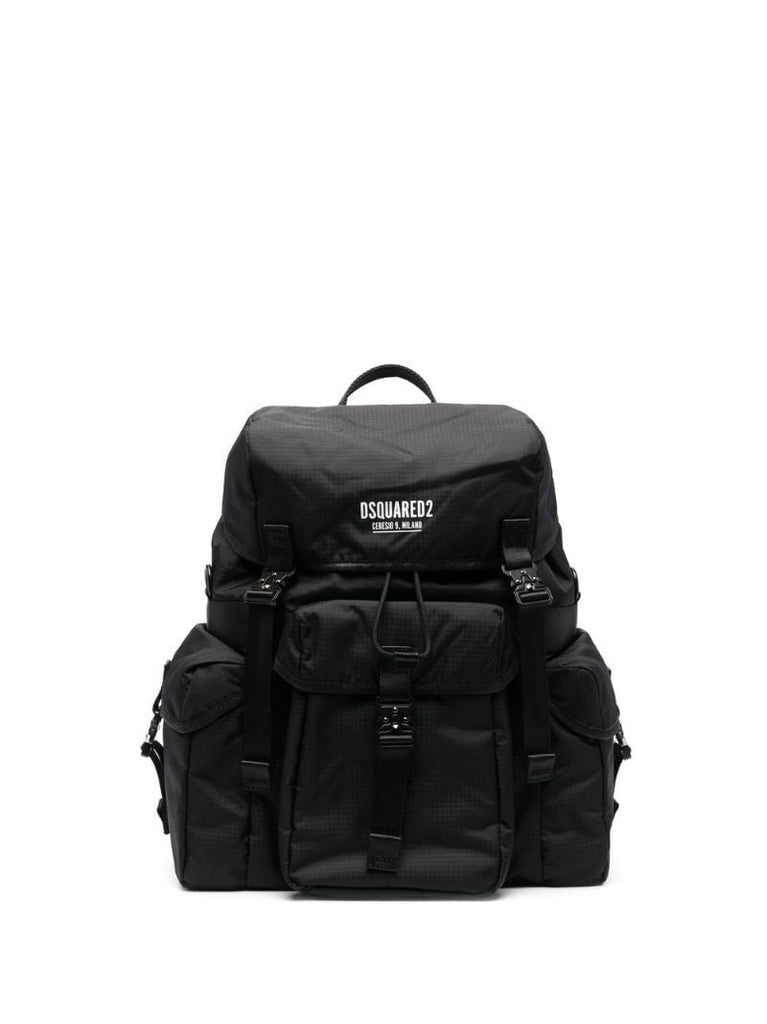 Black Ceresio 9 Logo Print Backpack