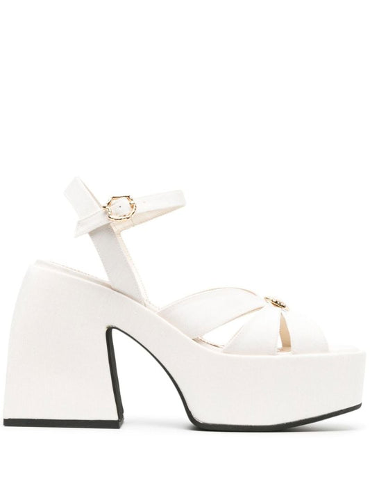 White Aurora 60 Platform Leather Sandals