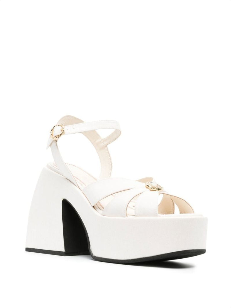 White Aurora 60 Platform Leather Sandals