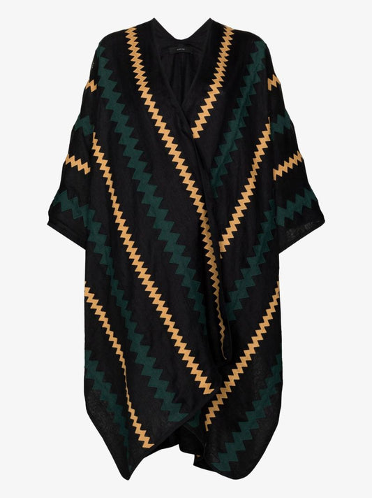 Ola Striped Linen Cape