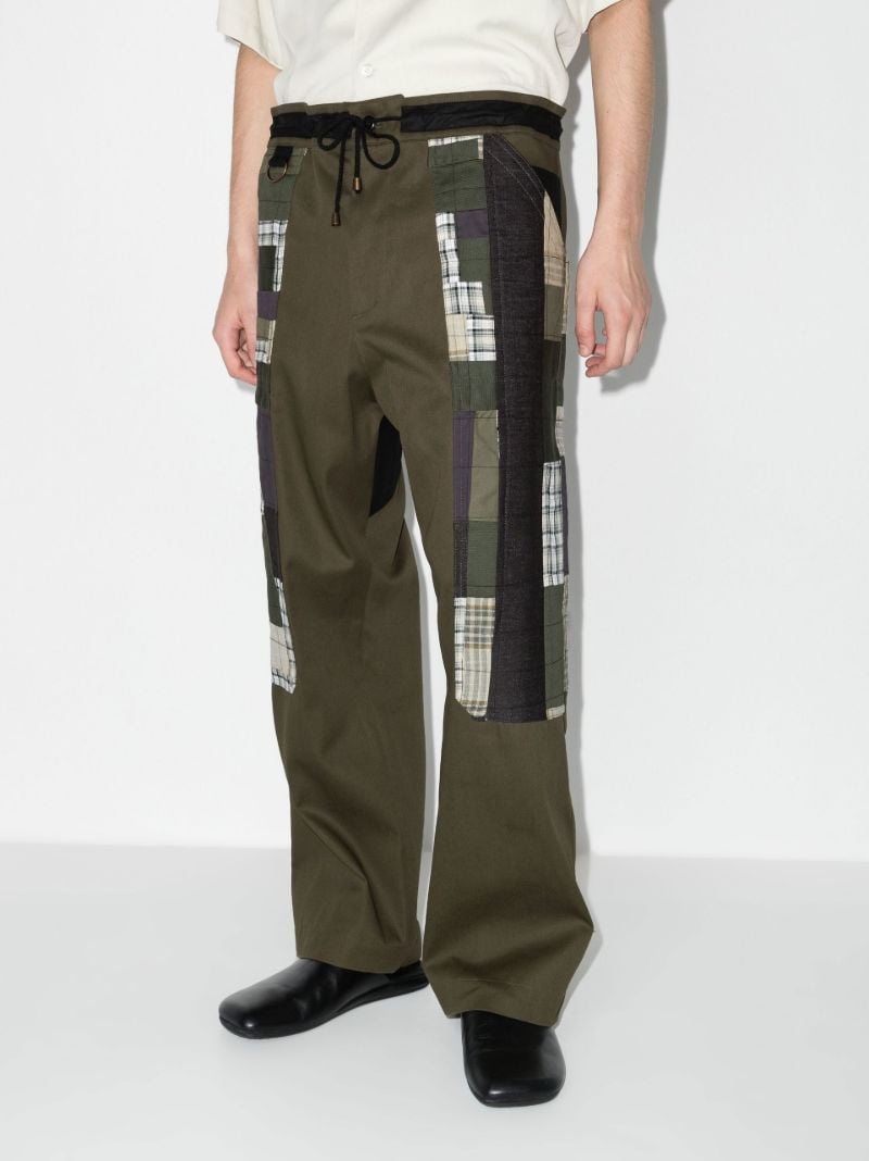 X Browns Focus Green Patchwork Cotton Trousers