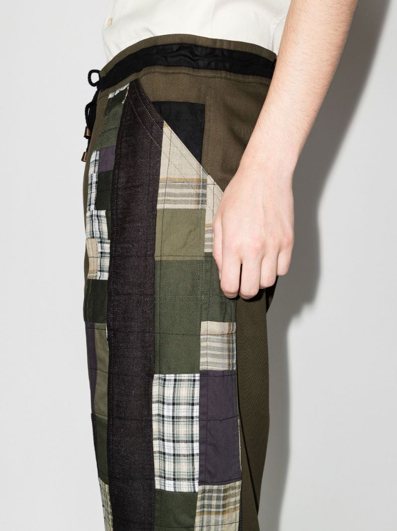 X Browns Focus Green Patchwork Cotton Trousers