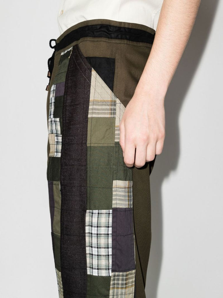 X Browns Focus Green Patchwork Cotton Trousers