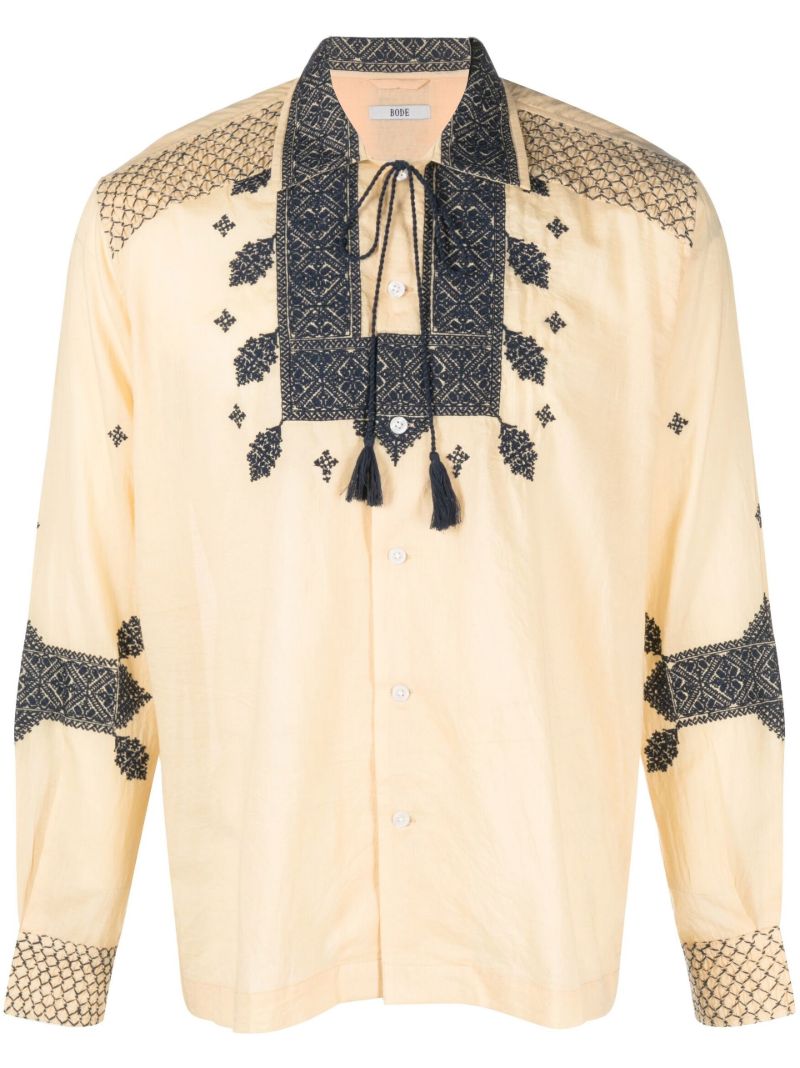 Neutral Eastern Mosaic Printed Shirt