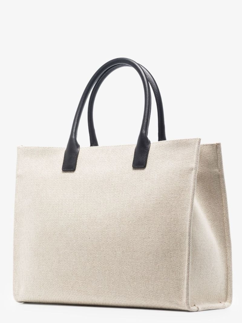 Neutral La Medusa Leather Tote Bag