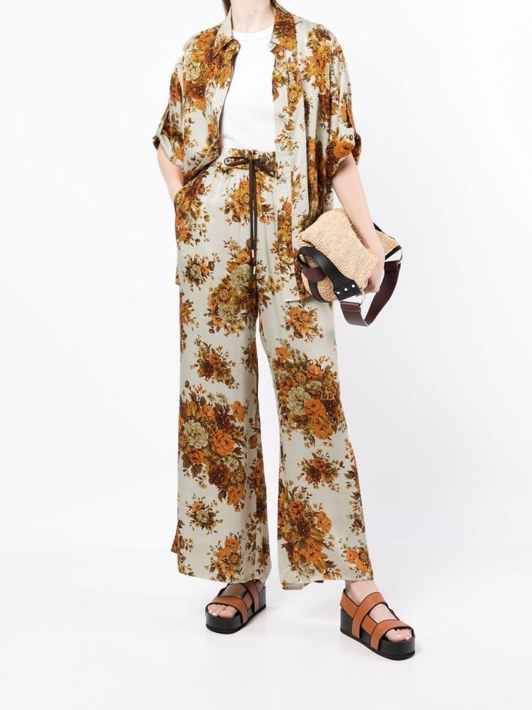Orange Derby Floral Silk Lounge Shirt