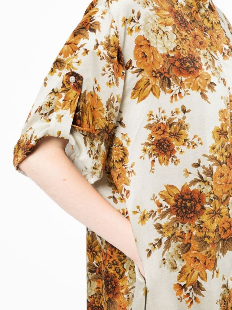 Orange Derby Floral Silk Lounge Shirt