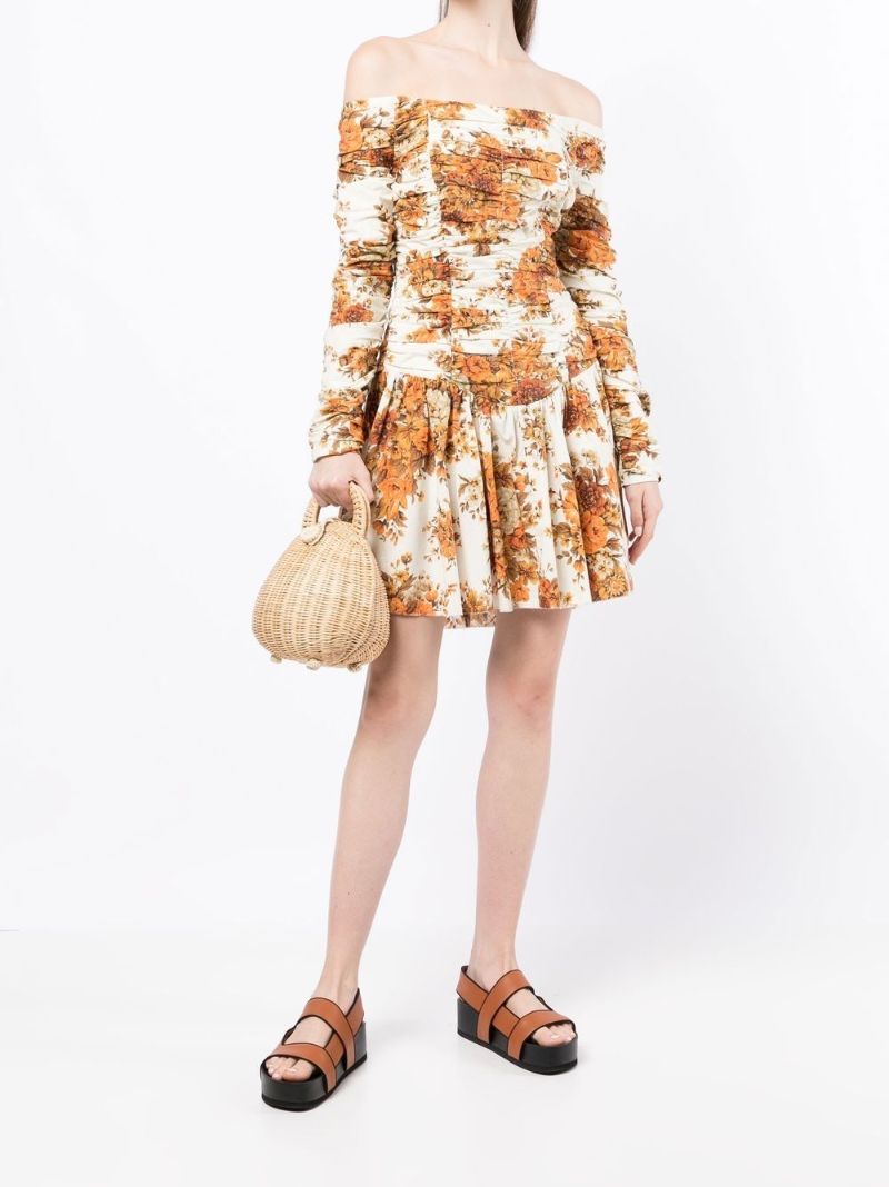 Orange Derby Off-the-shoulder Mini Dress