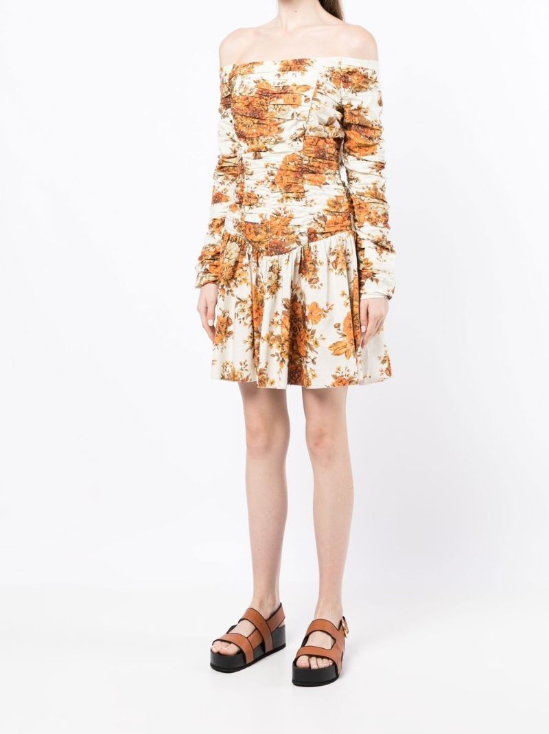 Orange Derby Off-the-shoulder Mini Dress
