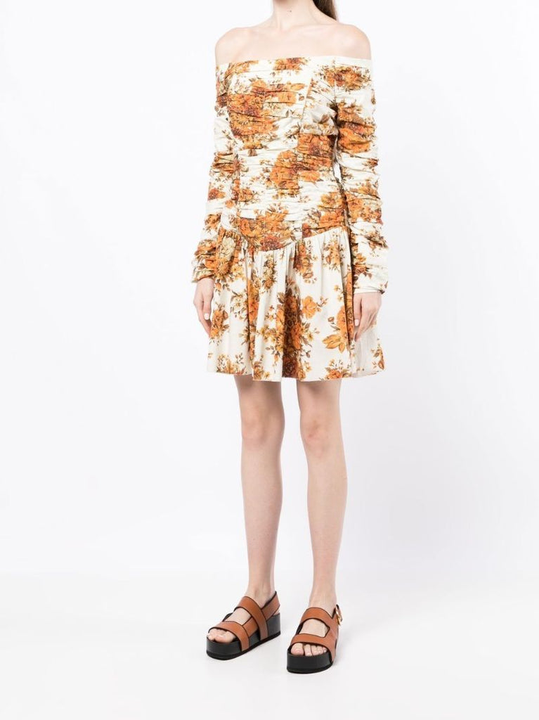 Orange Derby Off-the-shoulder Mini Dress