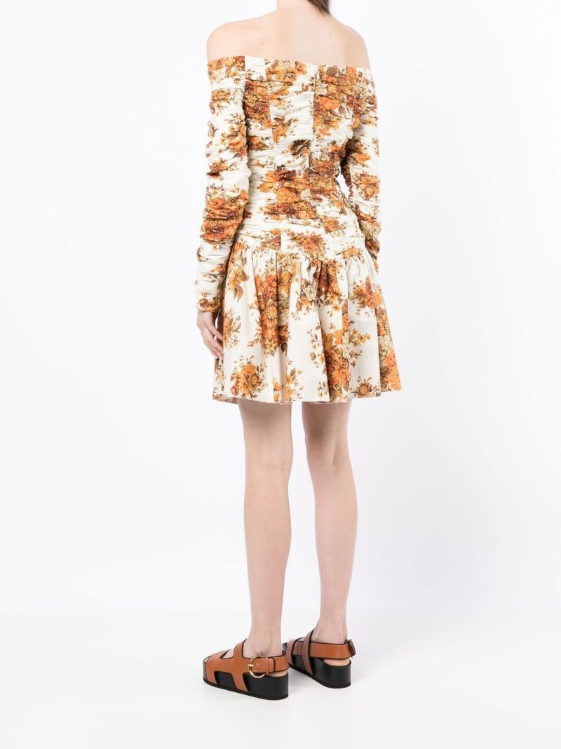 Orange Derby Off-the-shoulder Mini Dress