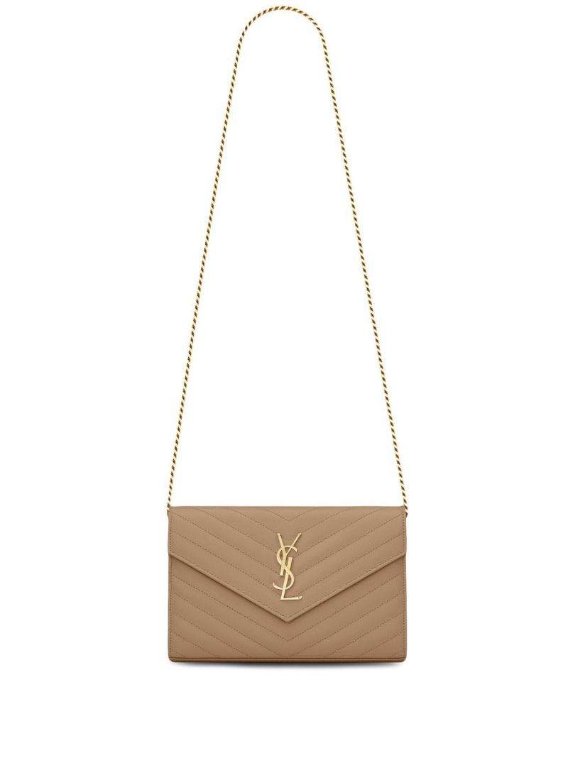 Neutral Cassandre Leather Chain Wallet
