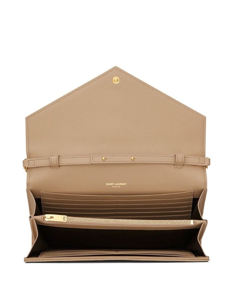 Neutral Cassandre Leather Chain Wallet