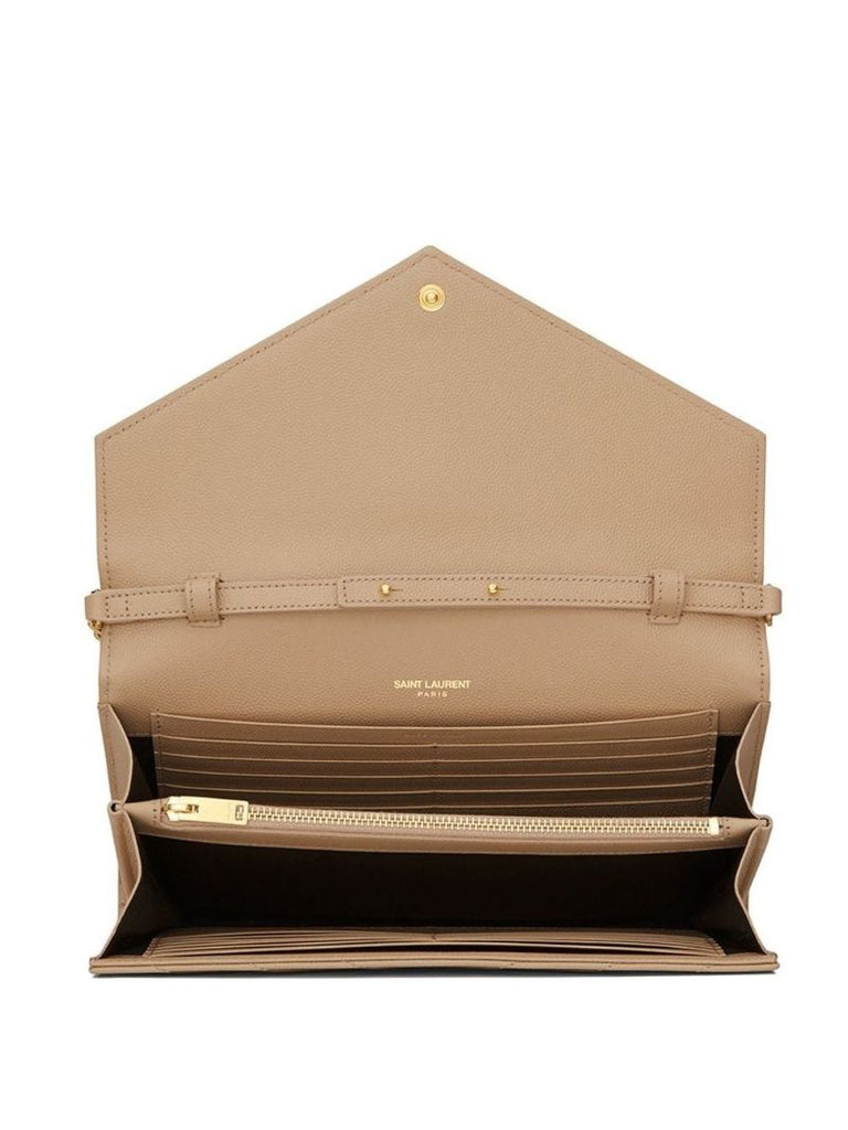 Neutral Cassandre Leather Chain Wallet
