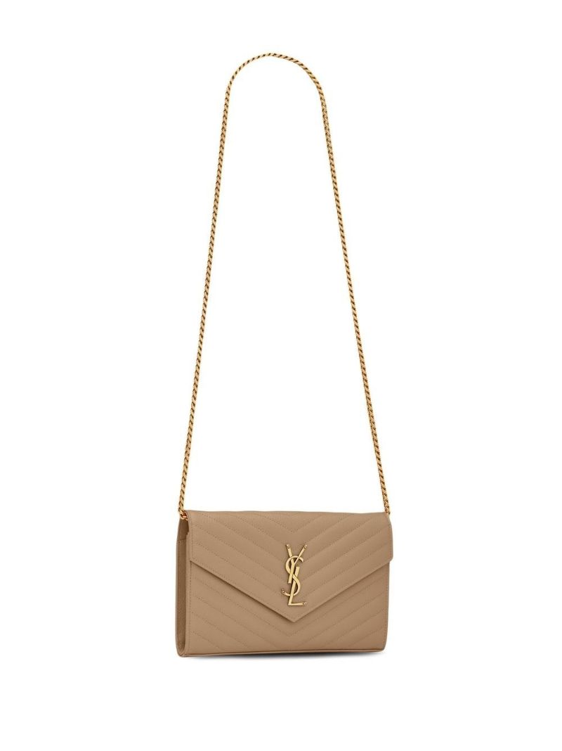 Neutral Cassandre Leather Chain Wallet