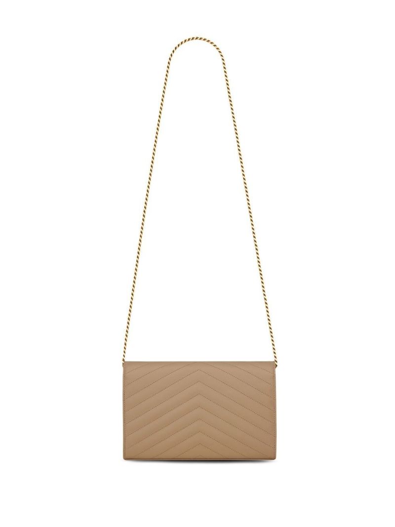 Neutral Cassandre Leather Chain Wallet