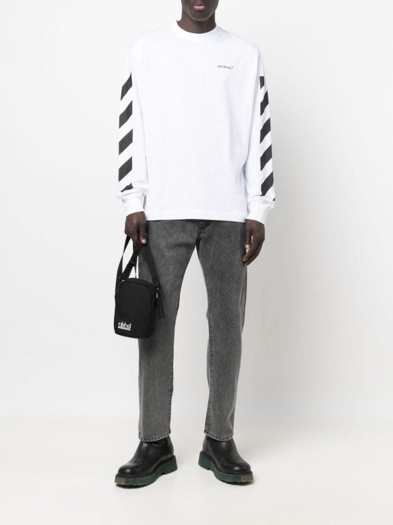 White Diag Helvetica Long Sleeve T-shirt