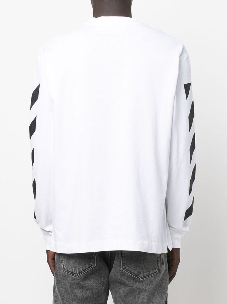 White Diag Helvetica Long Sleeve T-shirt