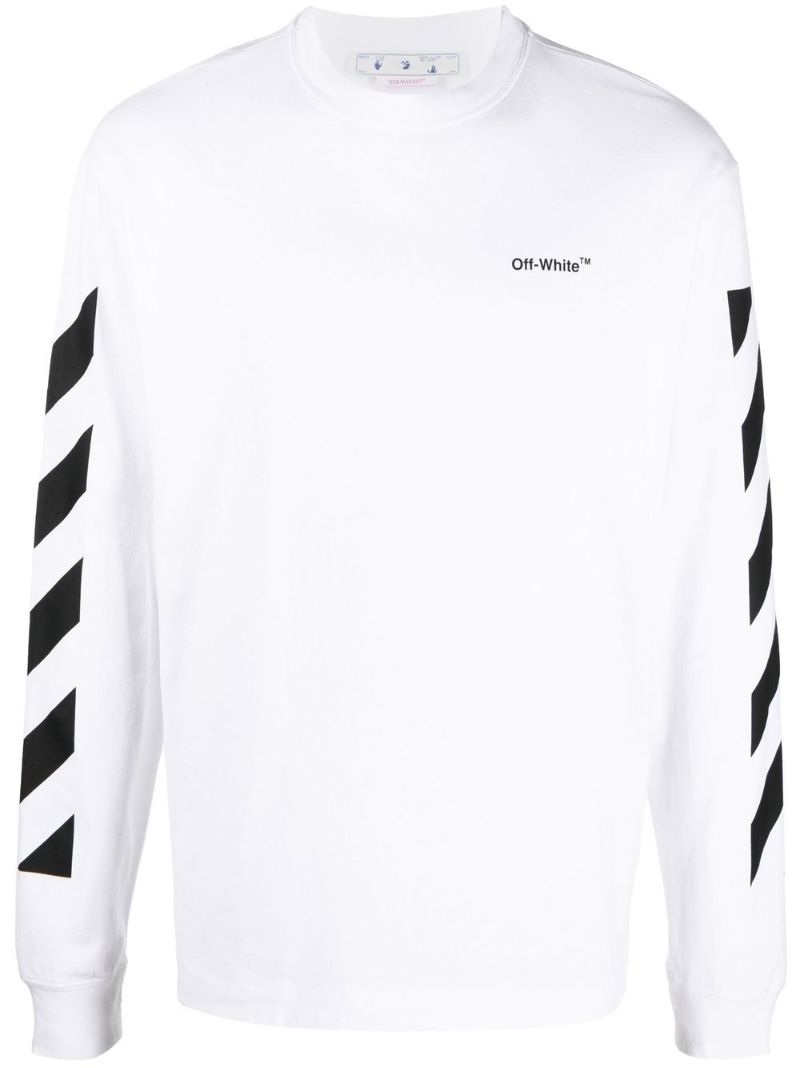 White Diag Helvetica Long Sleeve T-shirt