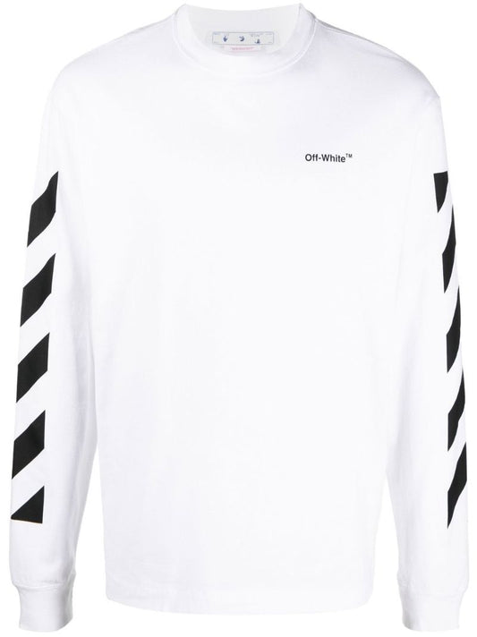 White Diag Helvetica Long Sleeve T-shirt